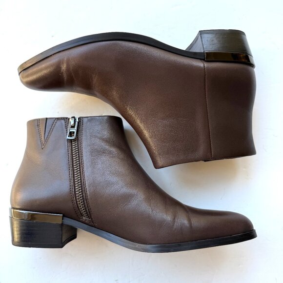 Coach Montana Leather Ankle Boots Block Heel Brown Womens Size 7.5 B - Picture 1 of 12